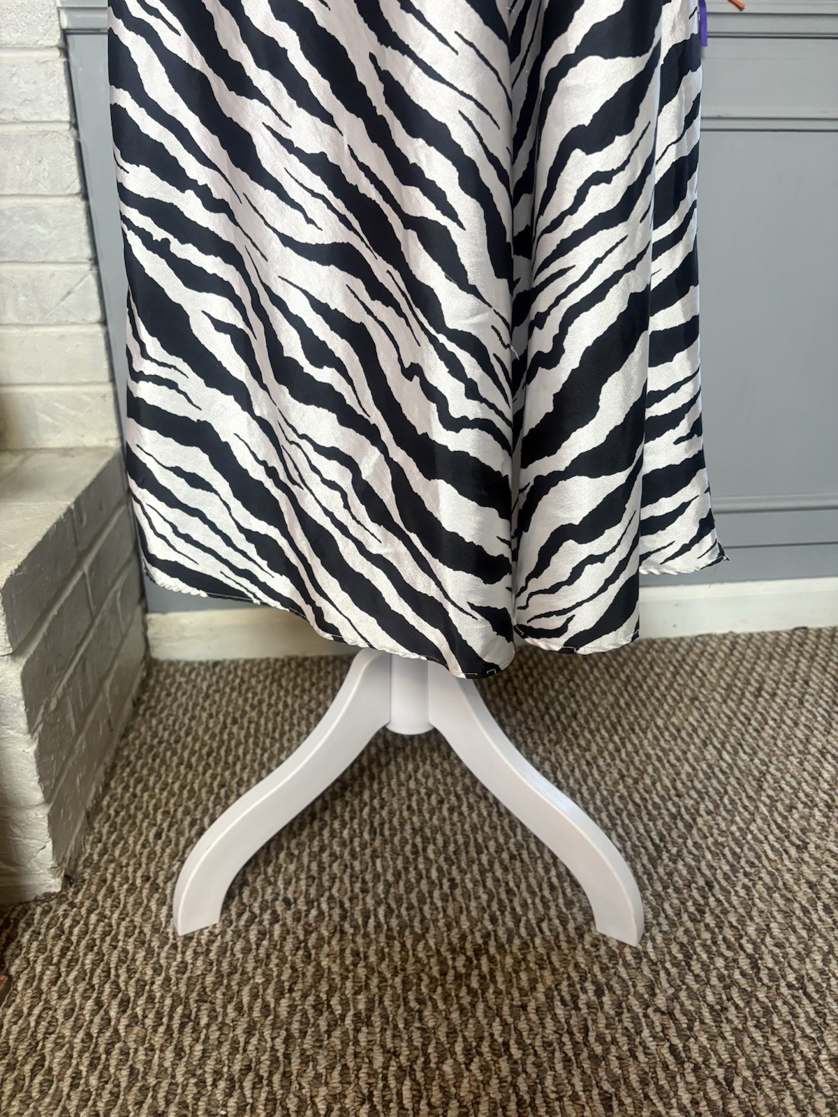 Vintage 1980s Bob Mackie Black & White Tiger Print Slip Dress Size Small