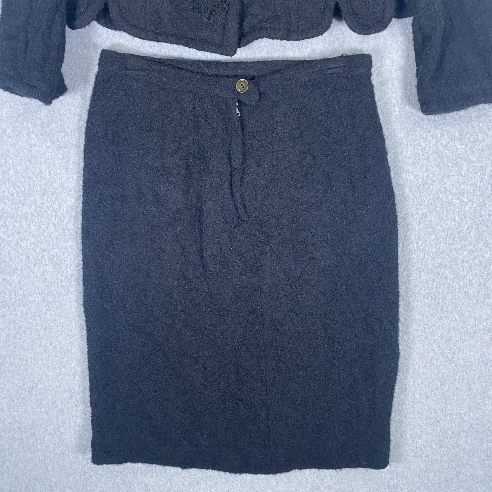 Lilli Ann Paris Bouclé Wool Suit Set 50s/60s Black Jacket Skirt Pom Pom Buttons