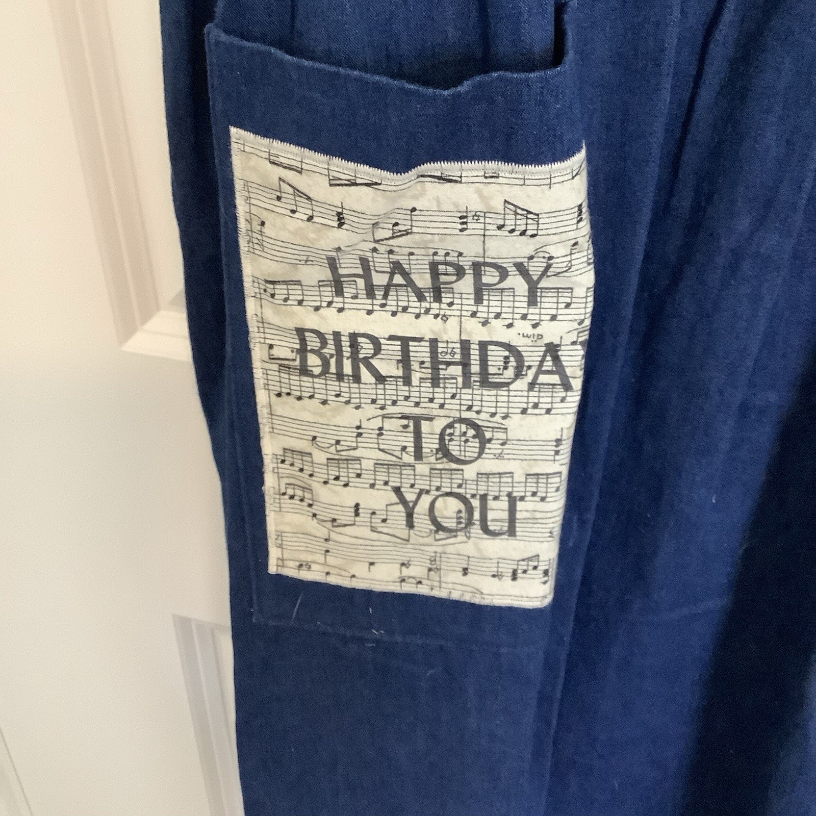 Vintage Blue Denim Happy Birthday Jumper Dress For Teachers Size M