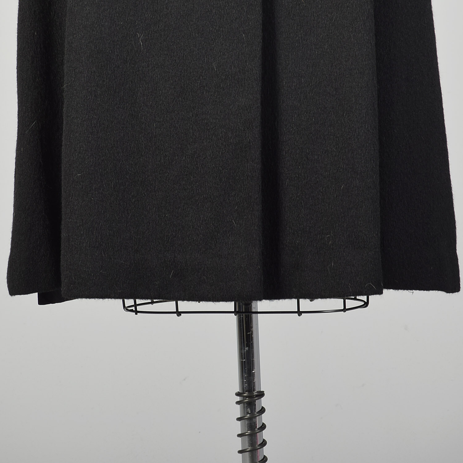 Large 1950s Princess Coat Black Wool Batwing Dolman Sleeve Winter VTG 50s