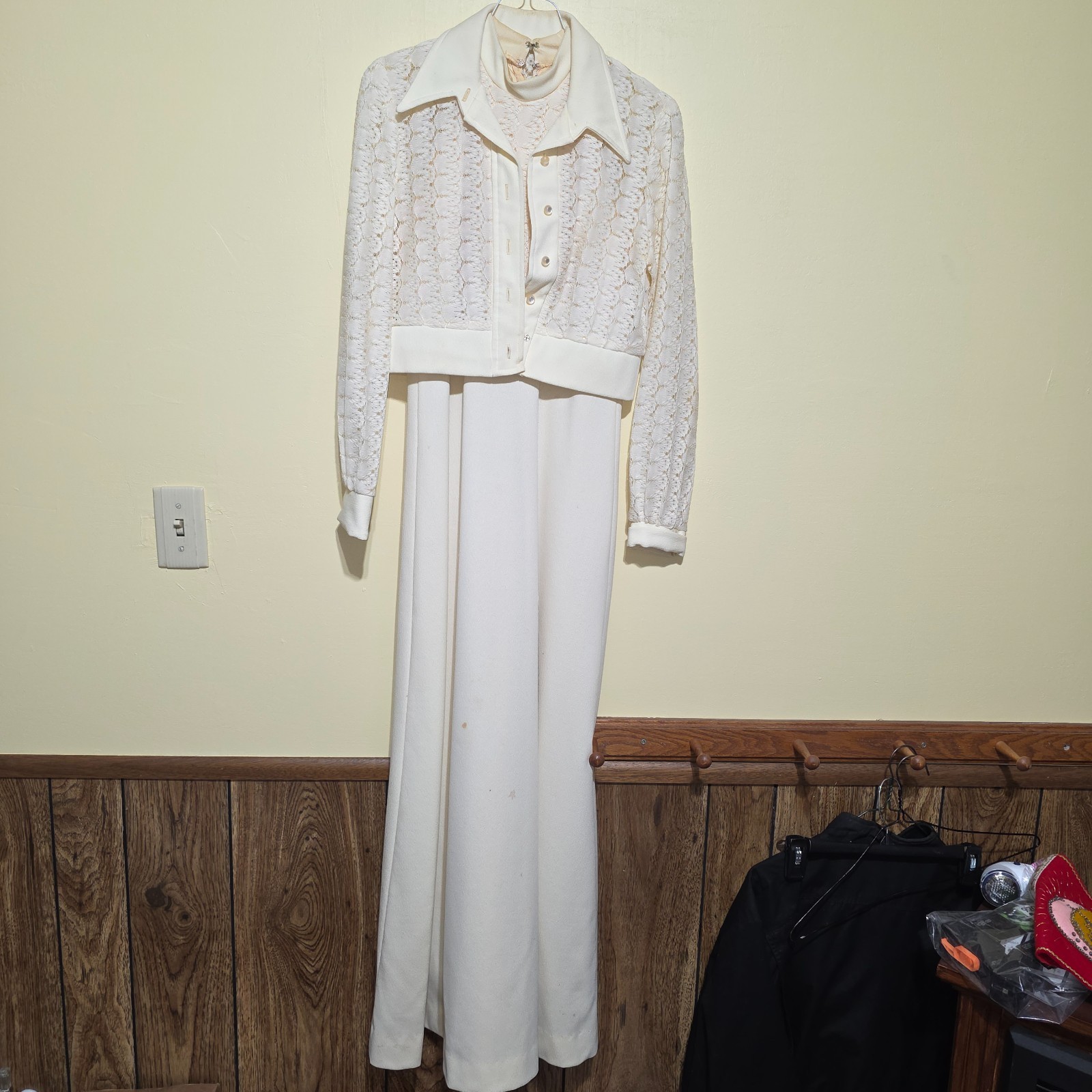 Vintage Ivory Sleeveless Floor-Length Dress with Lacy Jacket– Old Hollywood