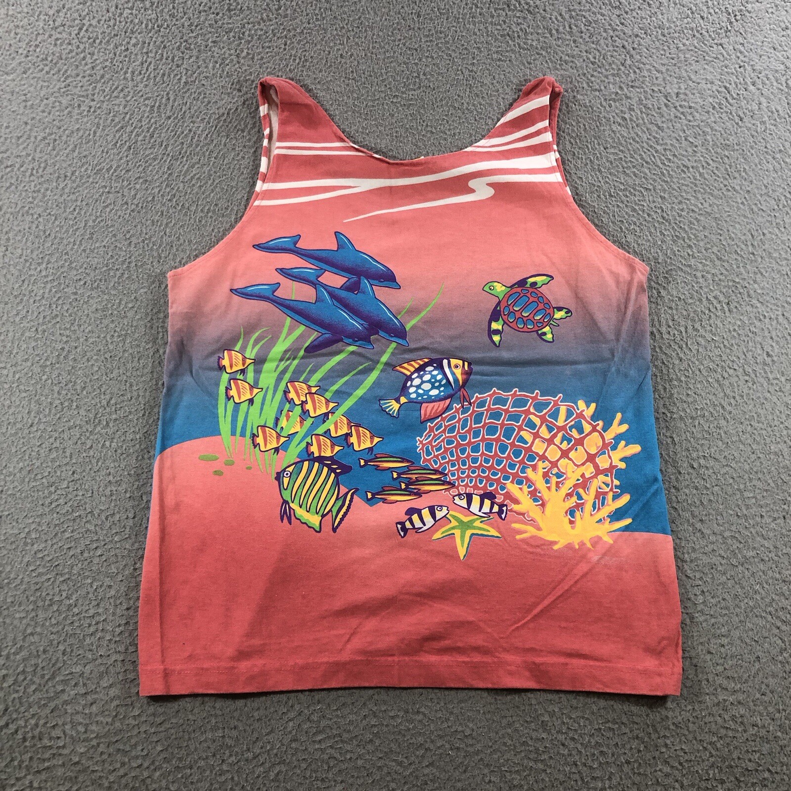 Vtg 90’s Lifestyles Resort Wear Tank Top Women’s L Pink AOP Hawaii Crazy Shirt