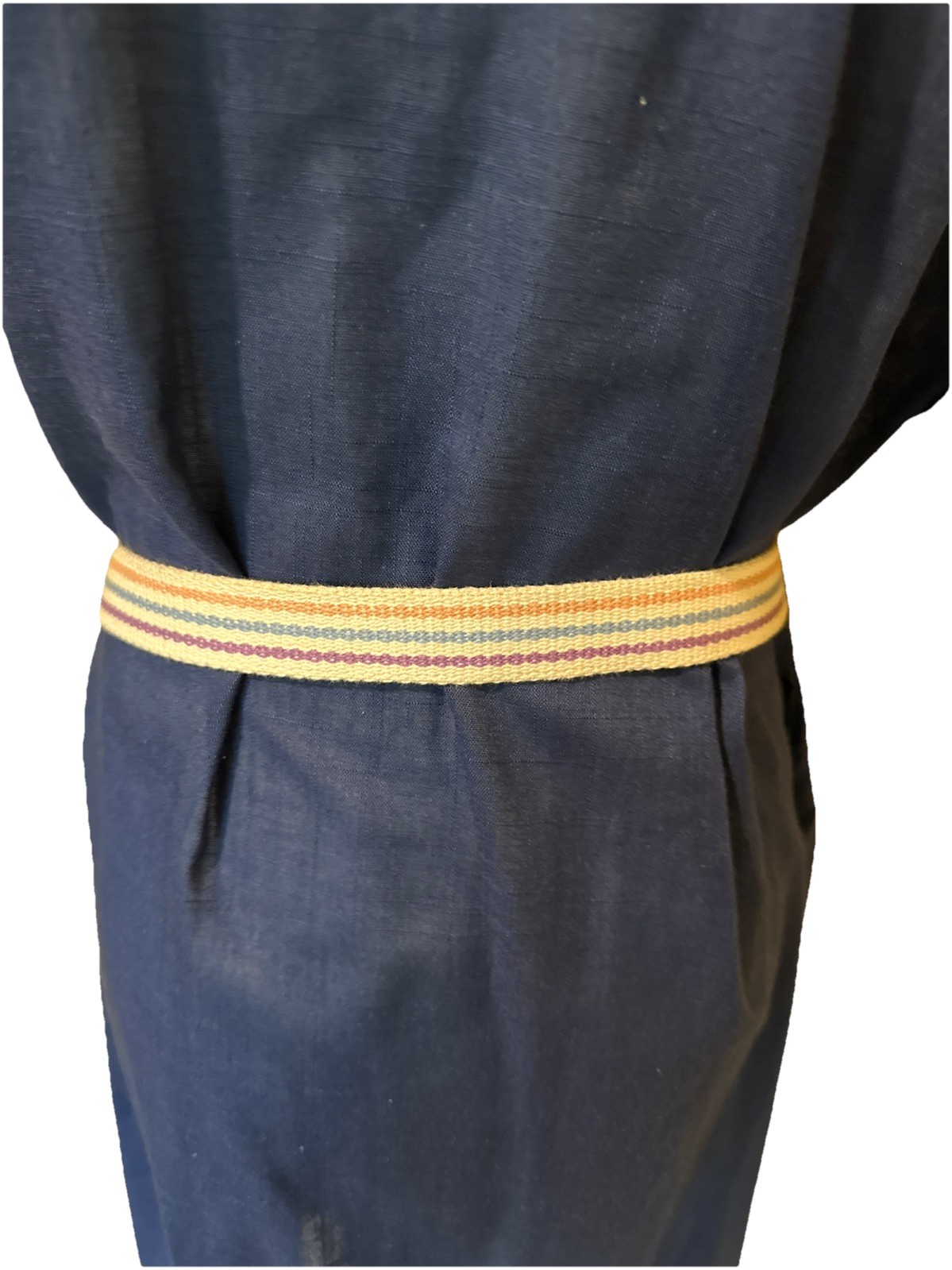 Vintage ShirtMaker 1950s Navy Button Down Shirt Dress With Cream Belt Size 14P