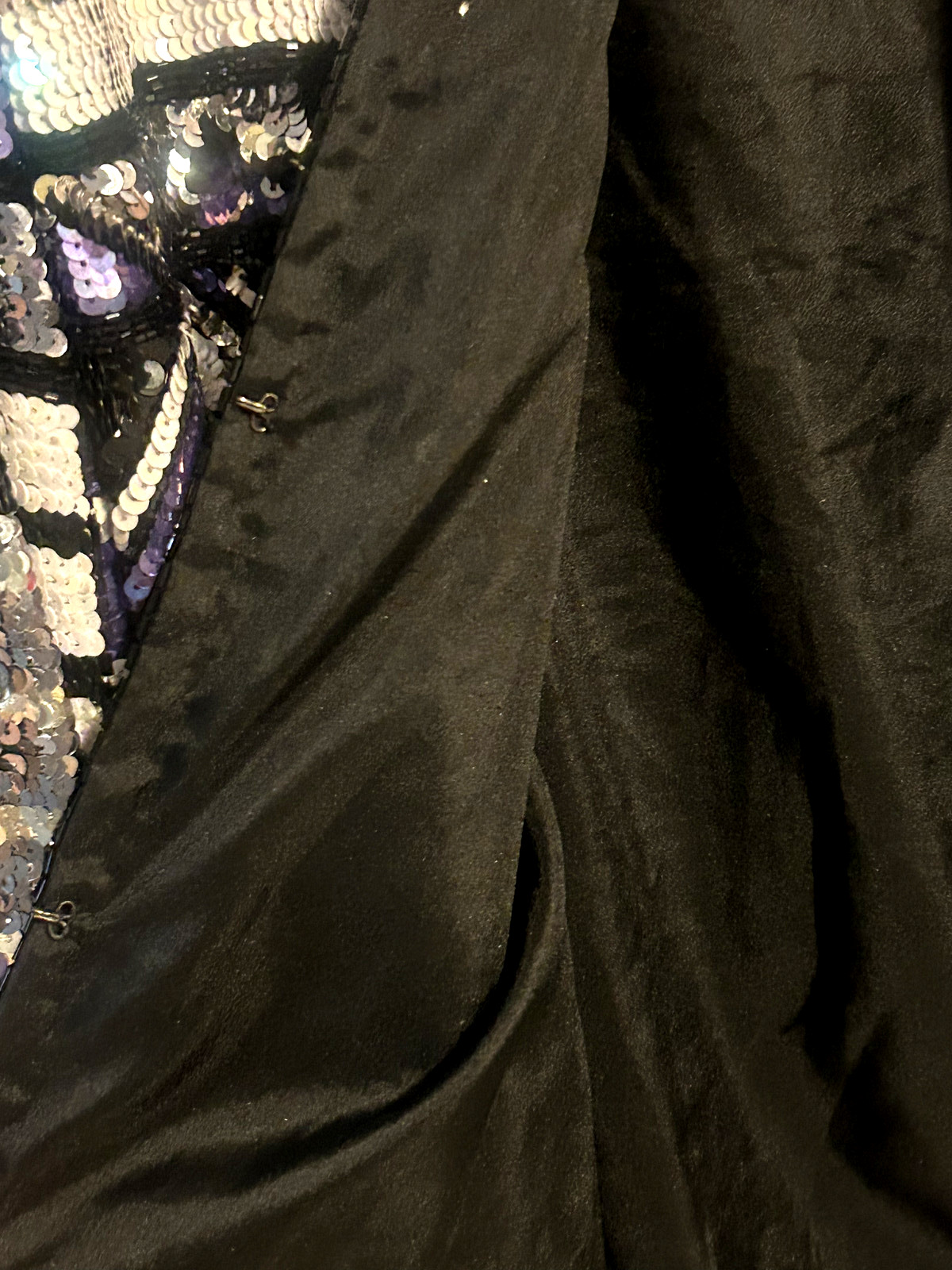 Carina Black Purple White Beaded On 100% Silk Jacket Formal Vintage 90s Medium