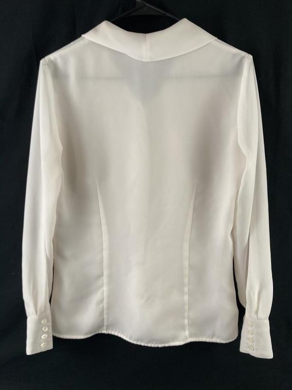 Vintage Van Heusen Women’s Cream Sheer Blouse S Long Sleeve, Stains