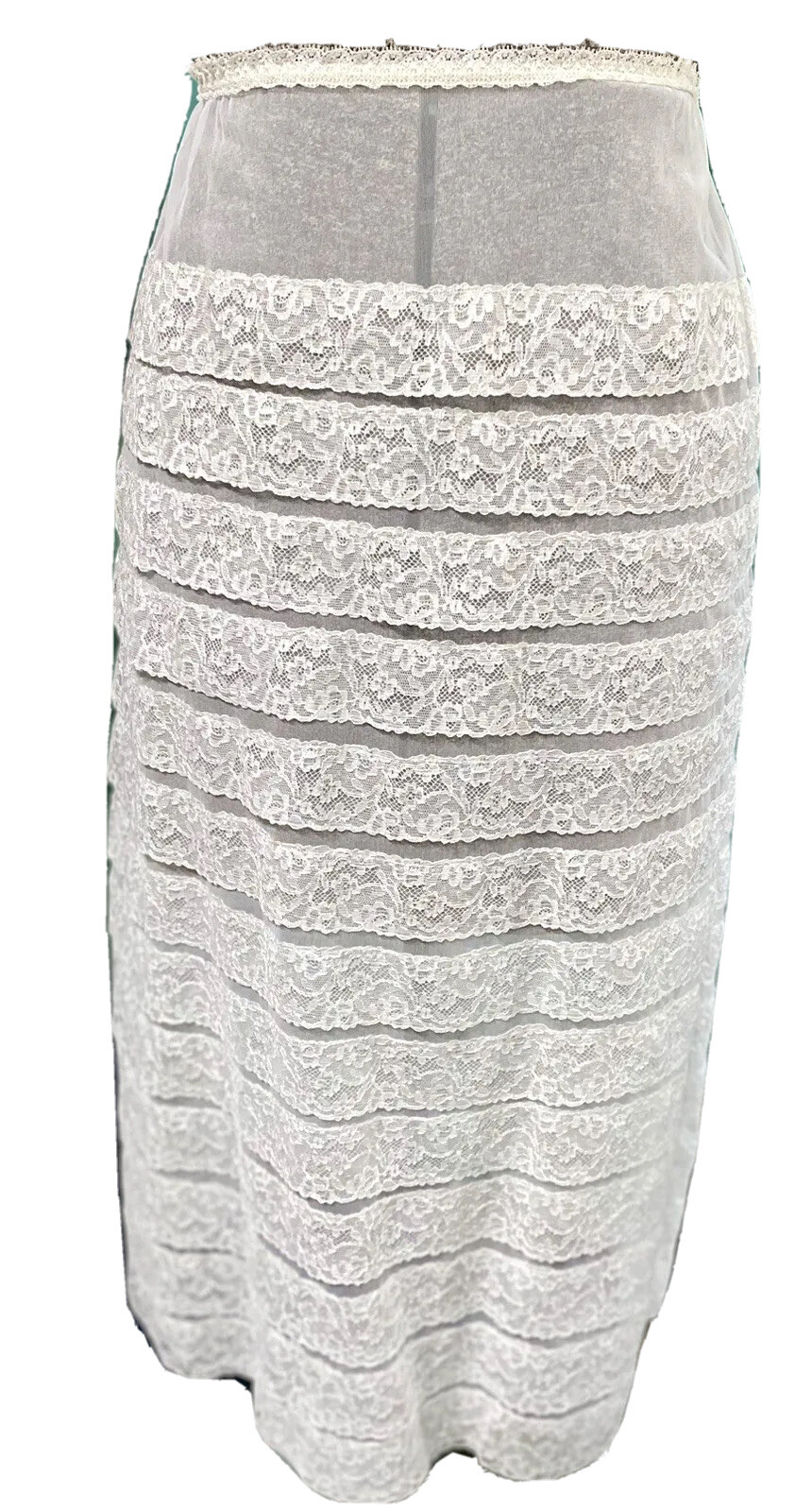 VTG 40’s/50’s Schiaparelli Paris New York White Lace Sheer Slip Skirt BEAUTIFUL