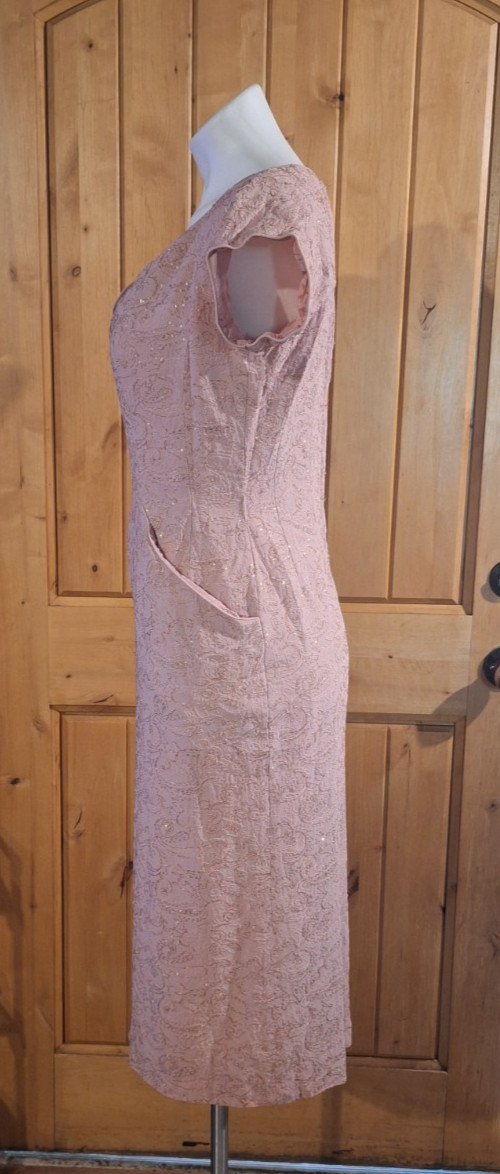 1950s Rose Gold Wiggle Dress *Wounded Bird* Pin Up Rockabilly