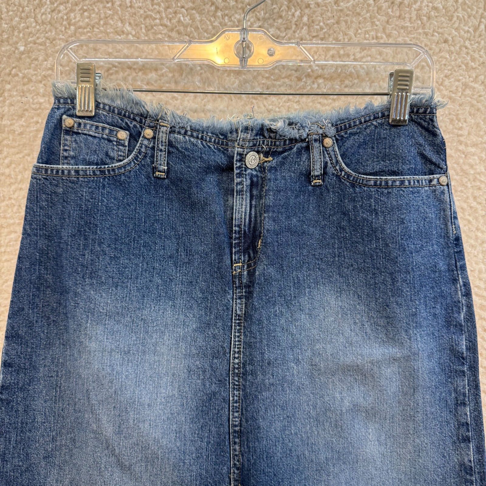 Y2K Vintage Paris Blues Denim Midi Skirt 2 4 25 26 Western Prairie Boho Fairy