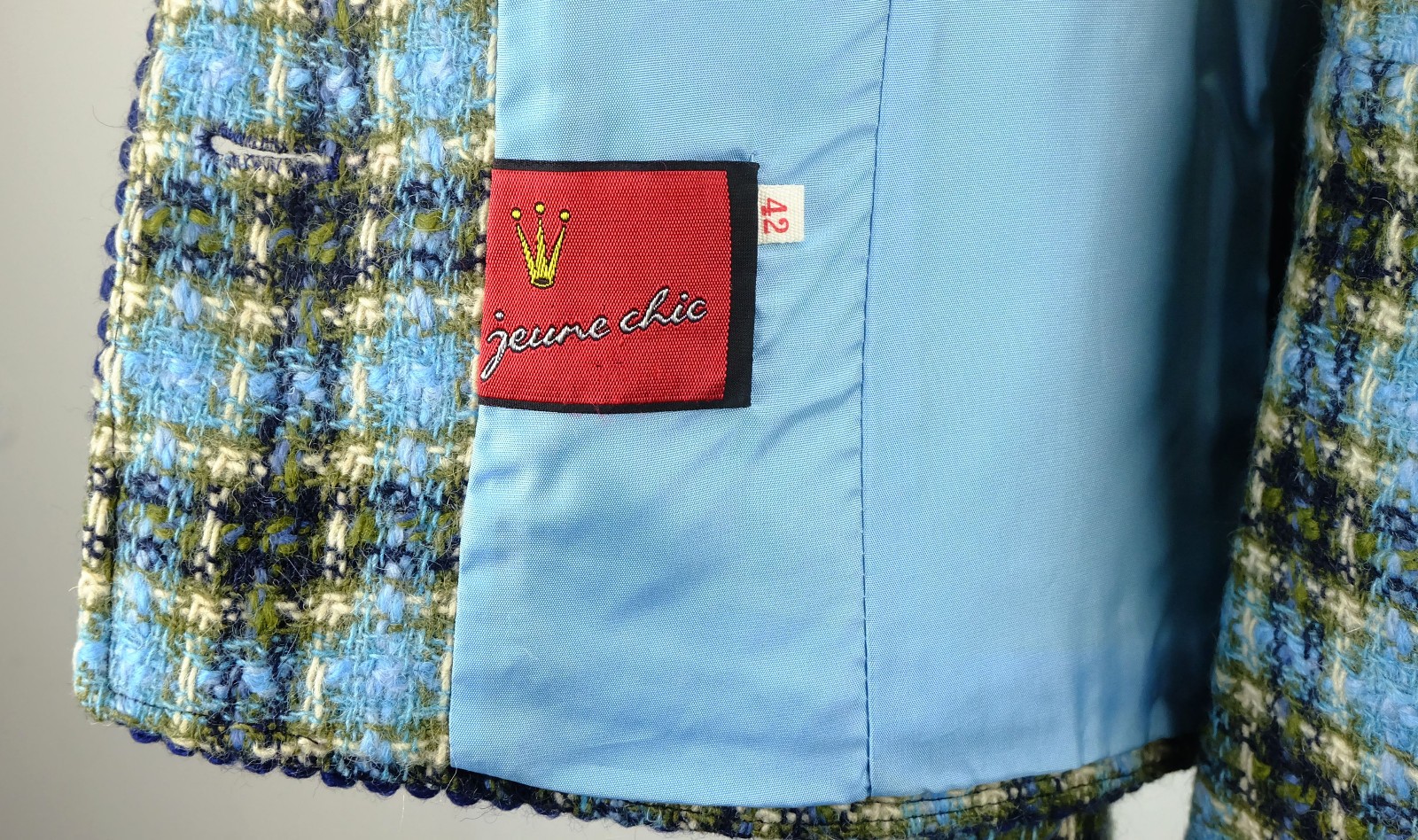 elegant vintage jeune chic costume 1960s size 38/40 plaid wool fabric