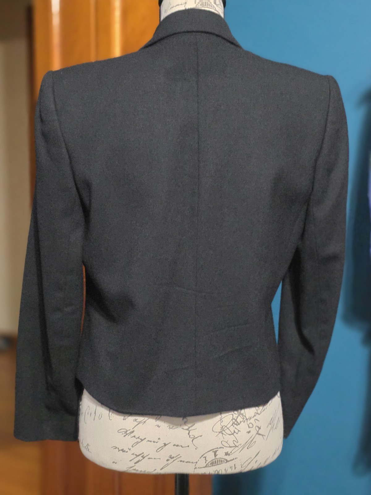 Vintage 90s Austin Hill Black Wool Cropped Blazer | Made in USA | ILGWU Size 6