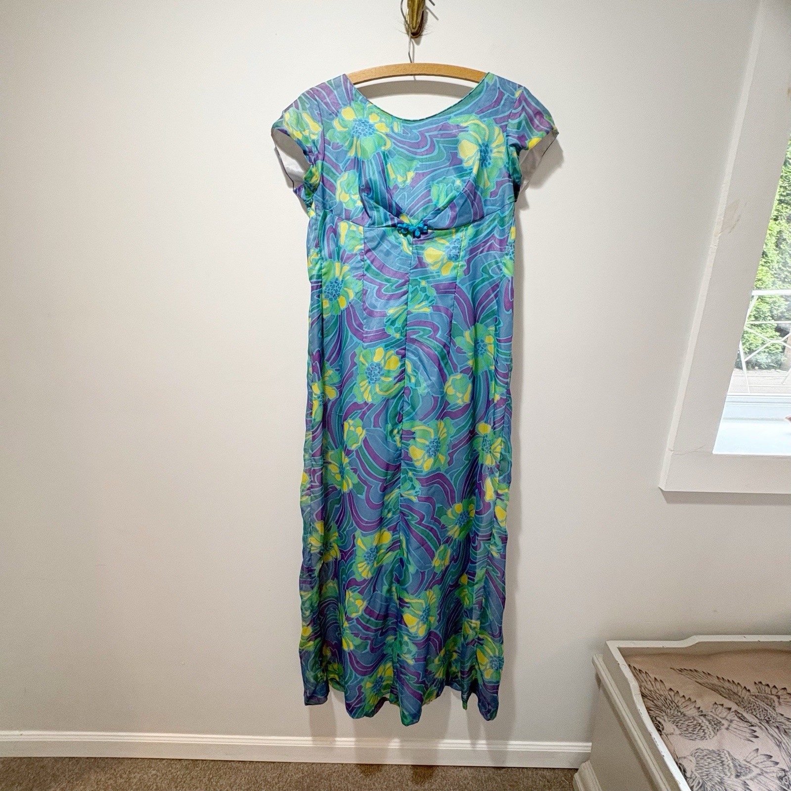 Vintage Hawaiian Togs Maxi Dress Size Small or Medium 1960s Aloha Empire Waist