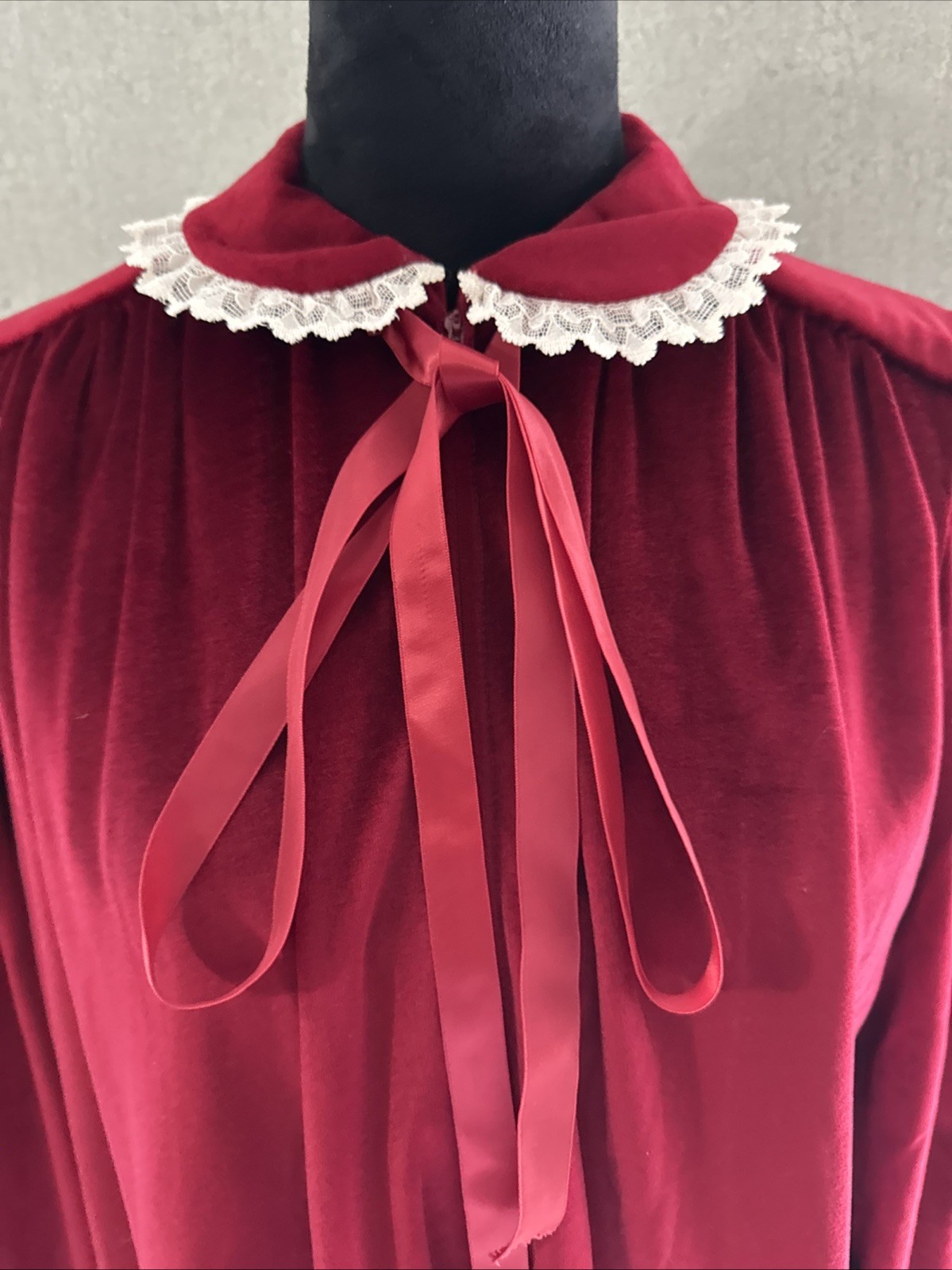 Vintage 1970s Red Velvet Homemade Prairie Dress Nightgown Whimsigoth