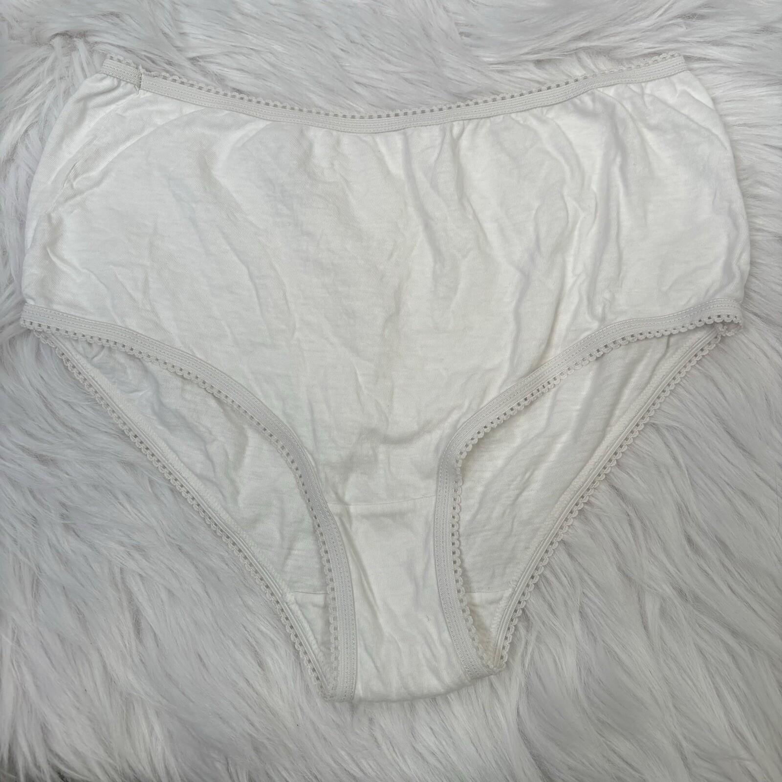 Vintage Cotton Panties Briefs Unknown Brand White Cotton Ladies Women’s Size 7