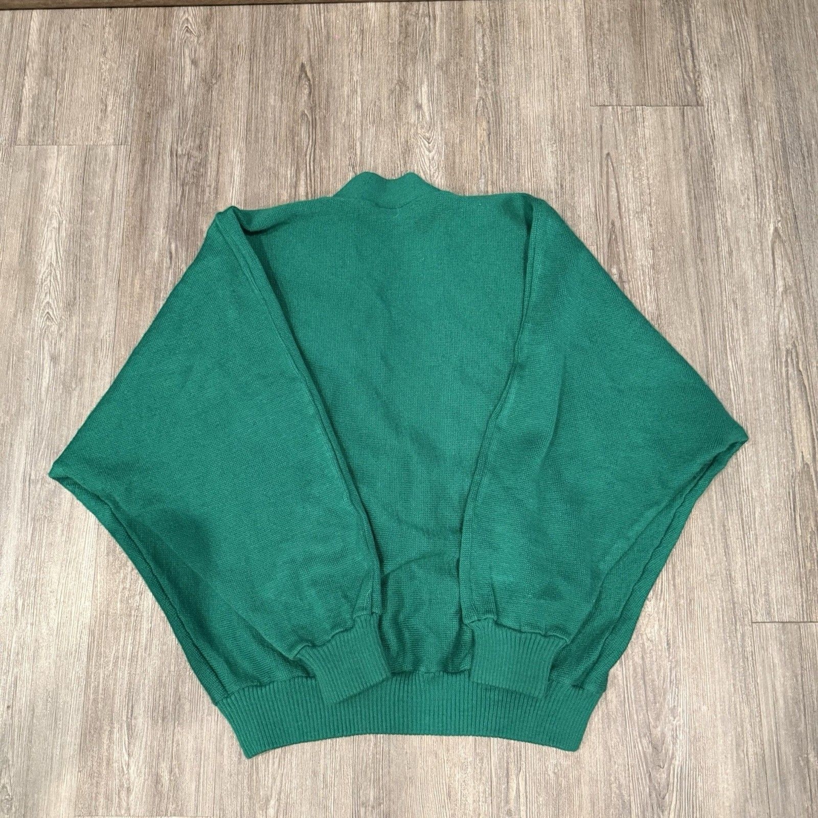 Vintage Handmade Guatemalan Cardigan Sweater Woven Cotton Wool Green Folk Art