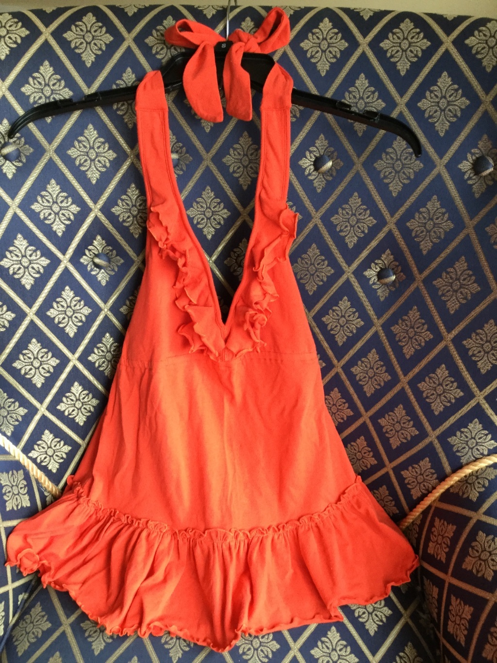 Victoria’s Secret RUFFLED Halter Top SHELF BRA Orange SZ S Moda International