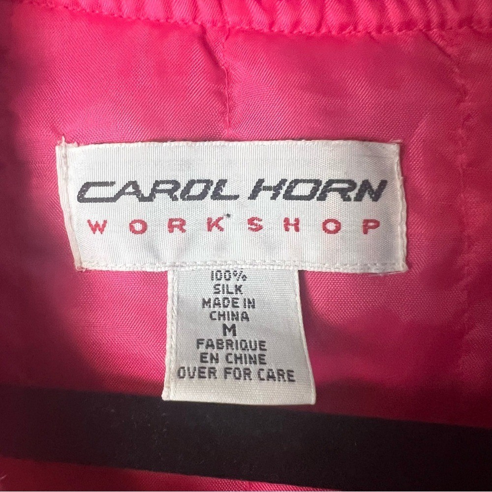 VTG 80s Carol Horn Silk Geometric Colorblock Bomber Jacket Pink Multi Sz M