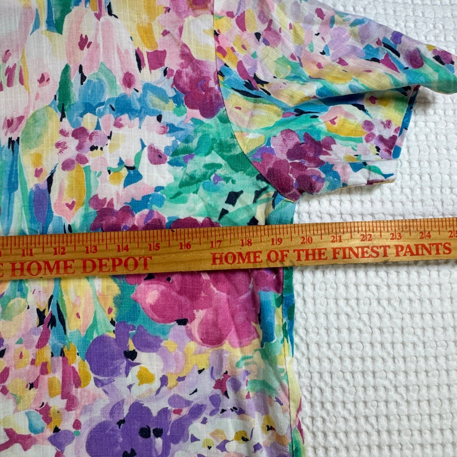 Vintage Floral Watercolor Two Piece Set Pleated Midi Skirt Short Sleeve 80s 90s
