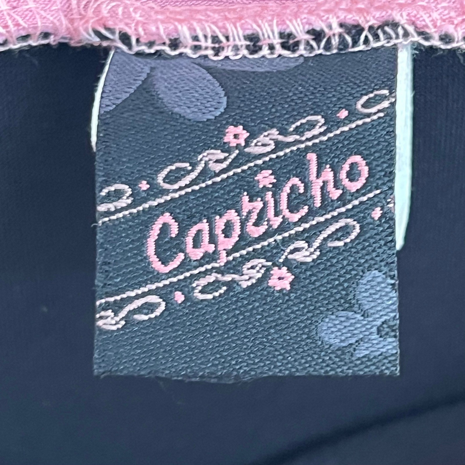 Vintage Y2K Capricho Black Pink Strapless Ruffle Midi Tube Dress Size Medium