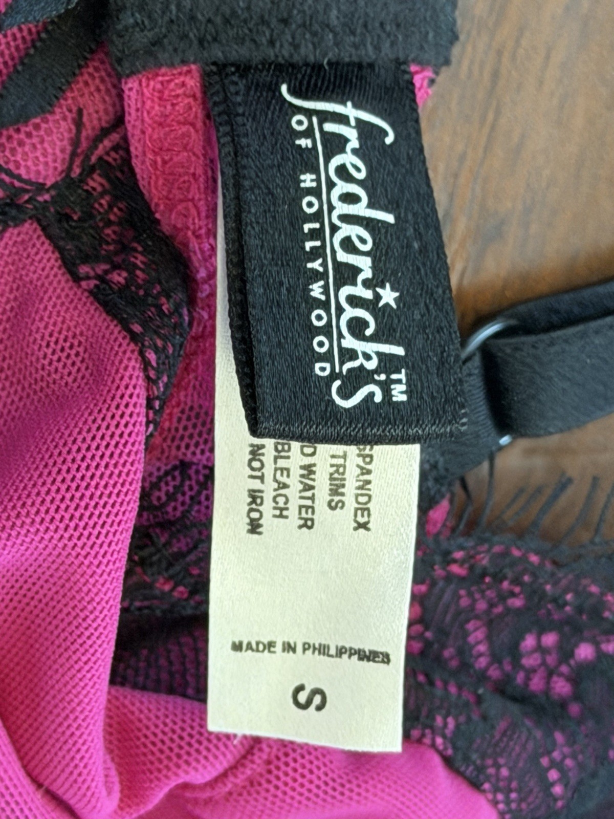 Fredericks of Hollywood Small Y2K Vtg Slip Dress Hot Pink Black Mesh Lingerie