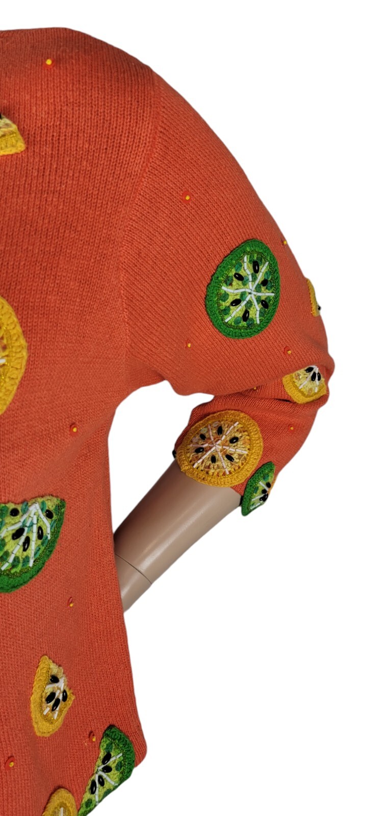 Vtg Design Options By Philip & Jane Gordon Orange Lemon & Lime Cardigan Sweater