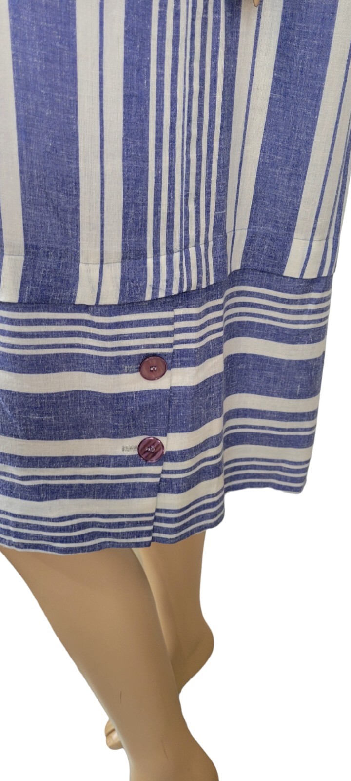 Vintage Lorac Original Div Lady Carol Linen Stripe Midi Shirt Sheath Dress Union