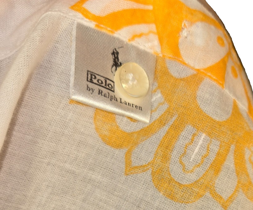Vintage STYLE 70s Polo Ralph Lauren. Women’s Blouse Yellow Paisley, Long Sleeve