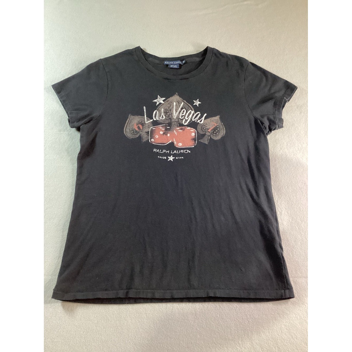 Ralph Lauren Las Vegas Dice Graphic Fitted Tee Faded Black Vintage