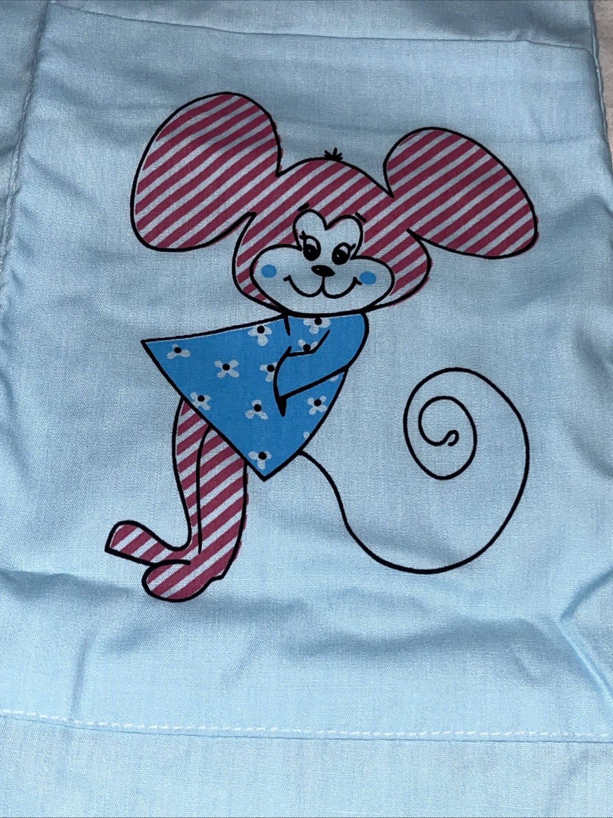 Vintage Springmaid Blue Smiling Monkey Mouse Sz16 Ladies Button Down Duster IOP