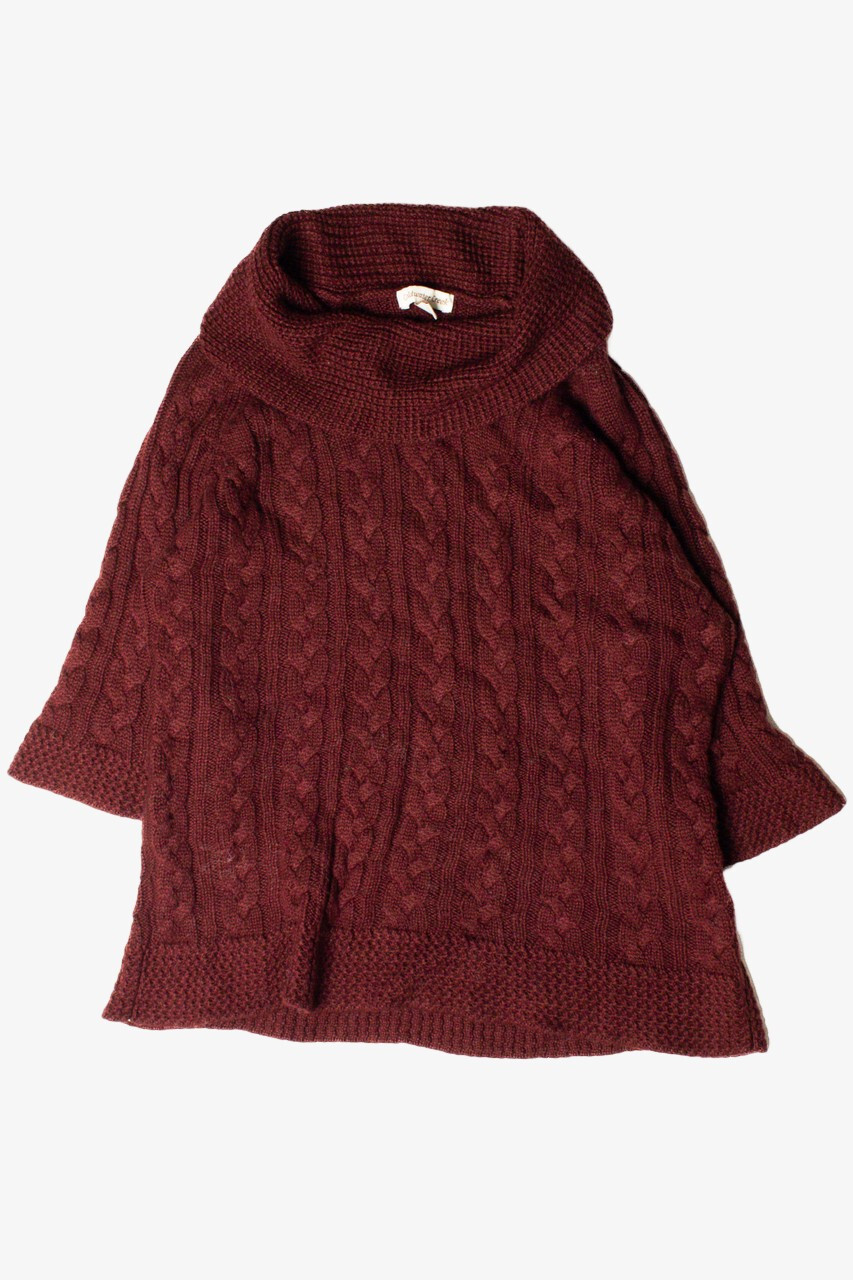 Coldwater Creek Vintage Fisherman Sweater Large Mauve Cable Stitch Knit