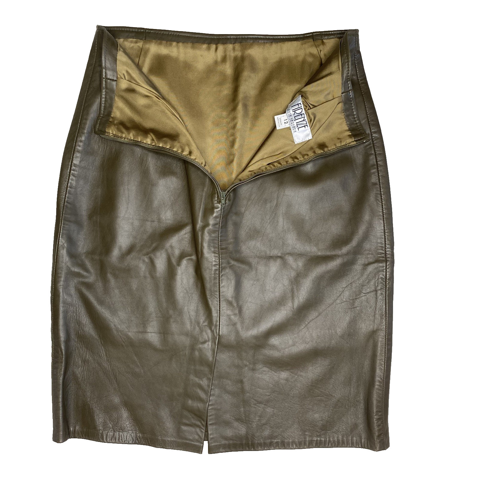 Firenze Leather Pencil Skirt Womens Size 12 Waist 28.5″ Vintage 80s Retro USA