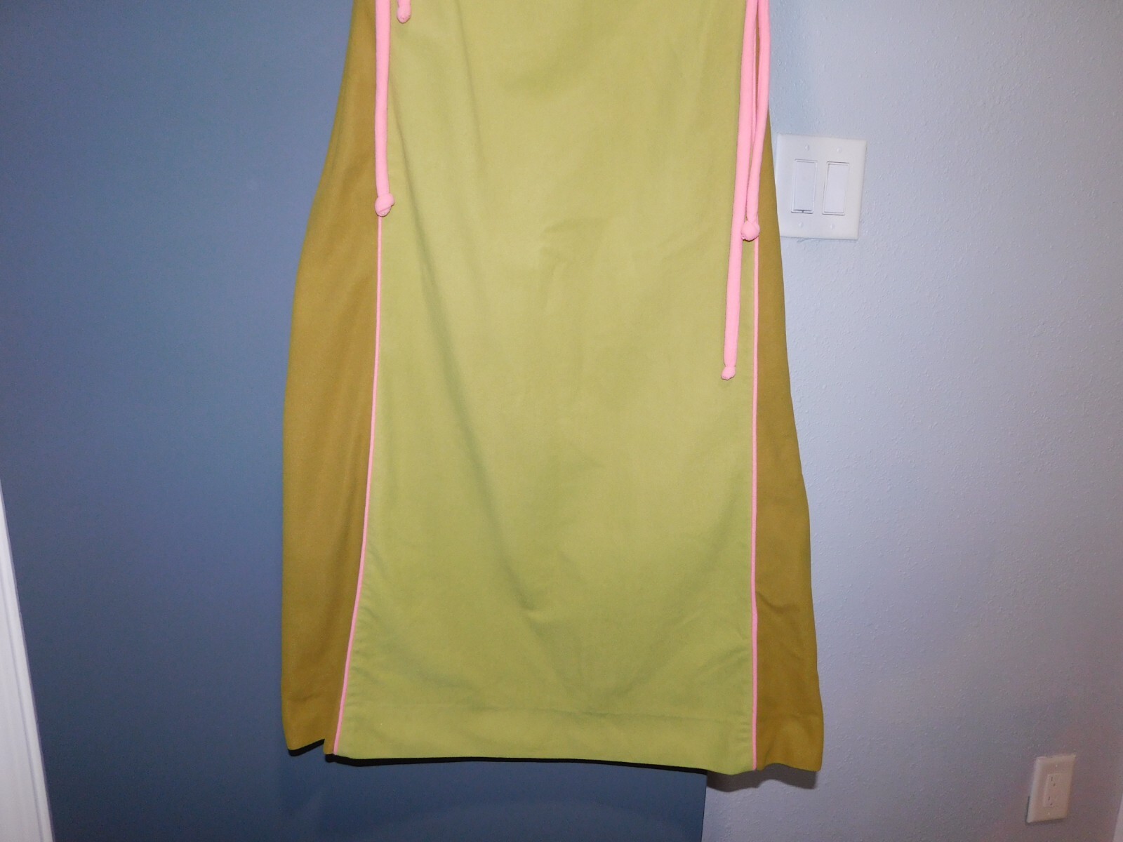 VTG 60’s 70’s JANE MARTIN DRESS MAXI BOHO HIPPY VELOUR POLY GREEN PINK XS