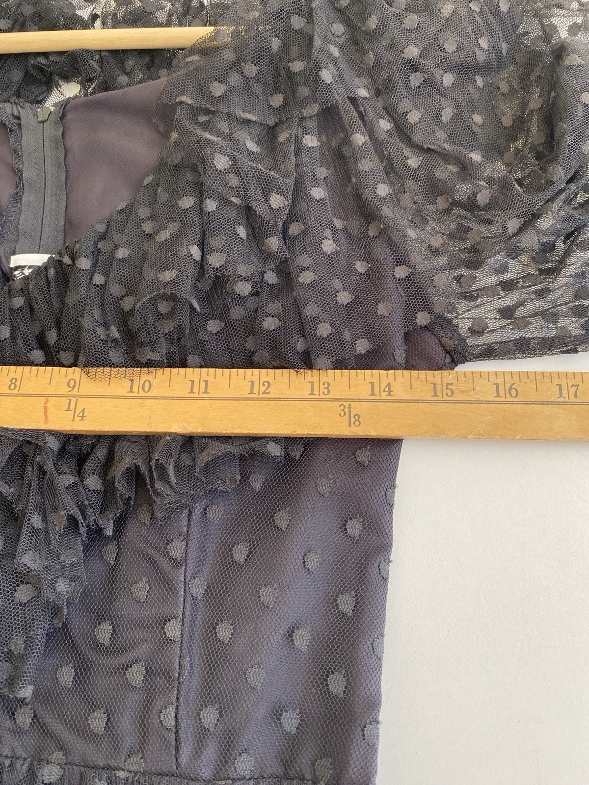 Vintage 50s 60s Miss Ashlee S Ruffle Dress Polka Dots Tulle Black