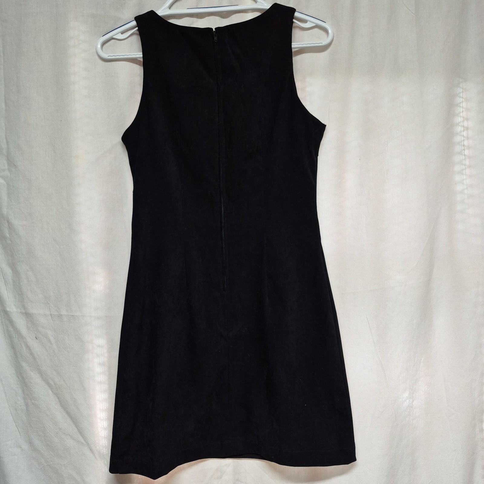 Vintage Y2K Aqua Blues Black Velveteen Sleeveless Dress Back Zipper Size 9 A3