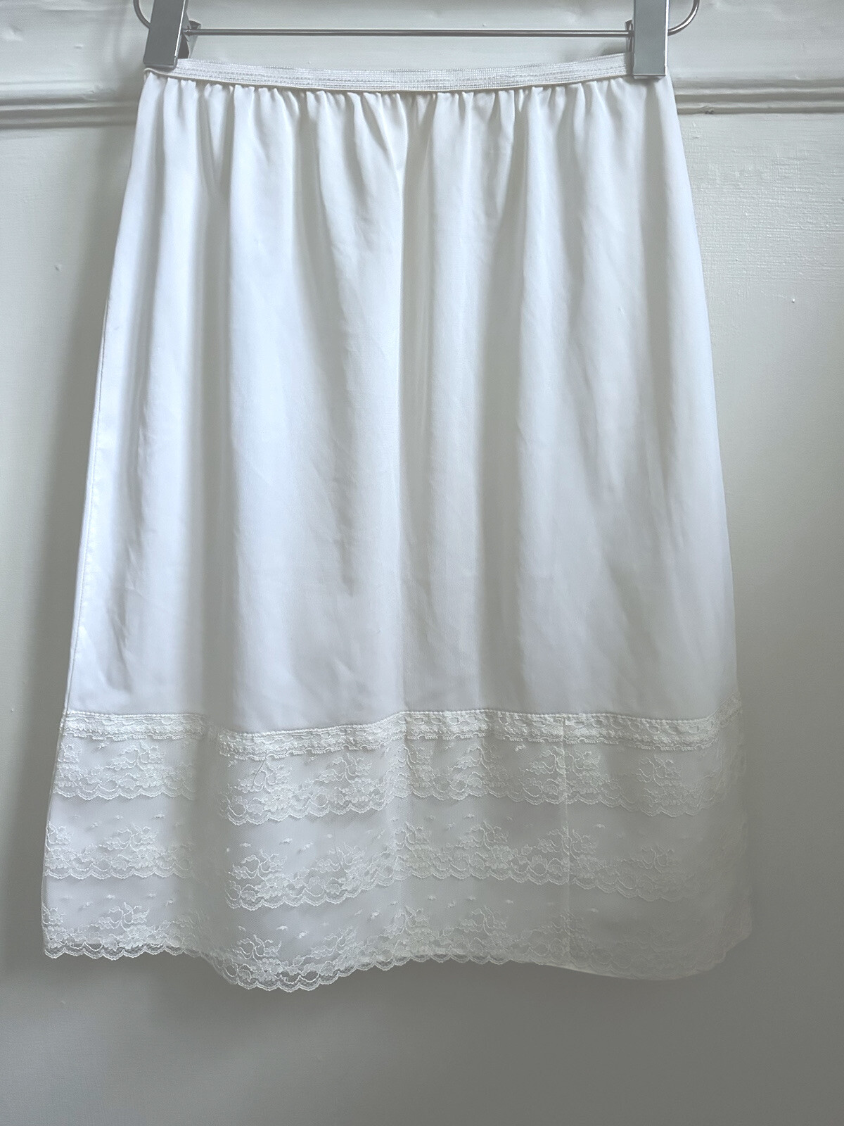 Vintage White Greenco Maid Lace Slit Nylon Half Slip Sz S