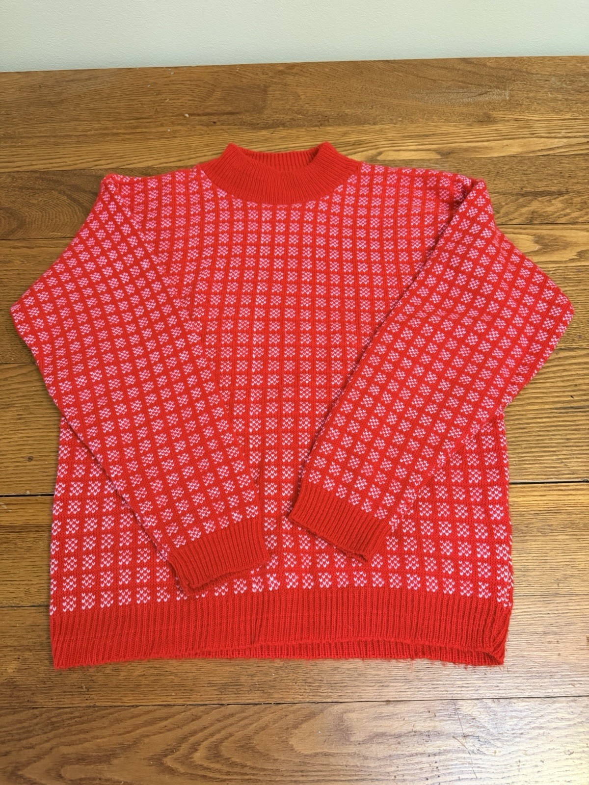 70s/80s Vintage Hewlett Knitting Mills Red Fair Isle Sweater No Size/Medium