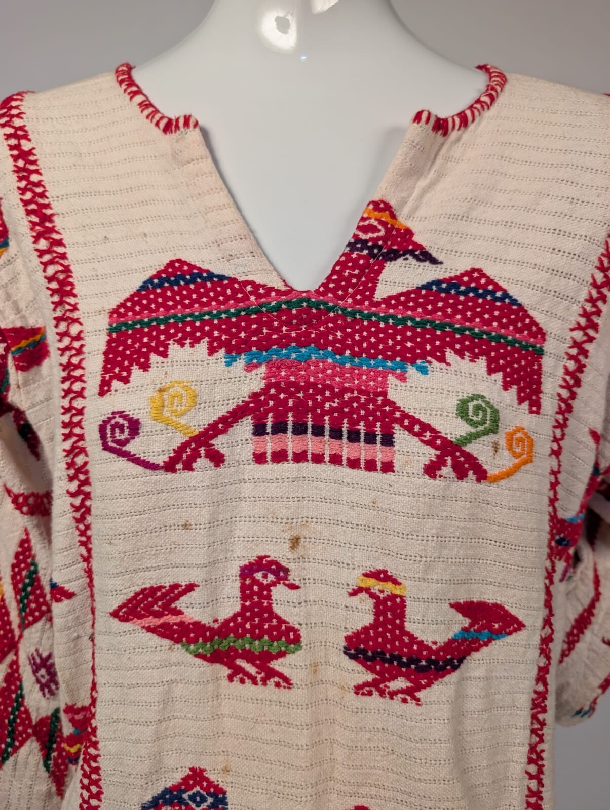 VINTAGE HIPPIE 1970’S COTTON WOVEN ETHNIC TOP W BIRDS