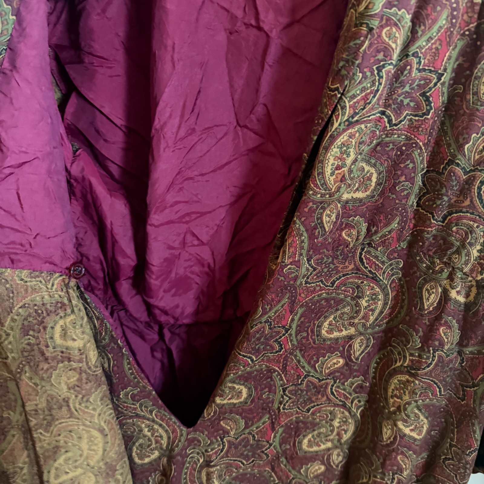 Depeche Mode Dress Approx Size 10 Drop Waist Red Paisley Gold Lagen 1990s Career