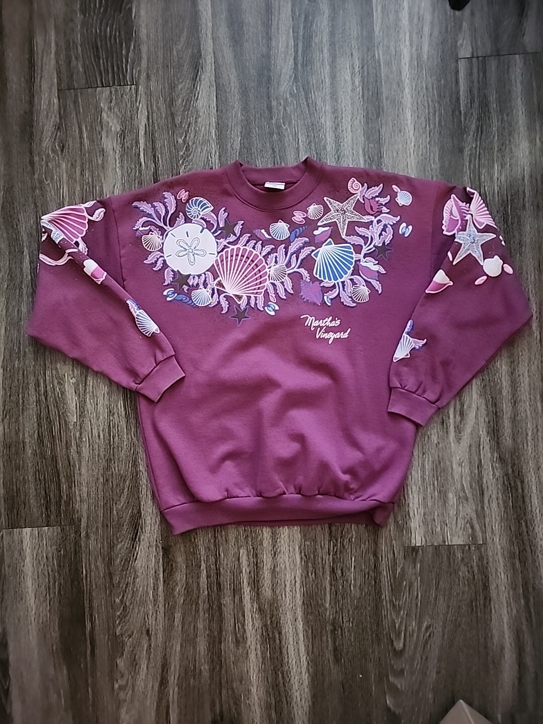 Vintage Lifestyles Sweatshirt S/M Purple Beach Martha’s Vinyard All Over 90s
