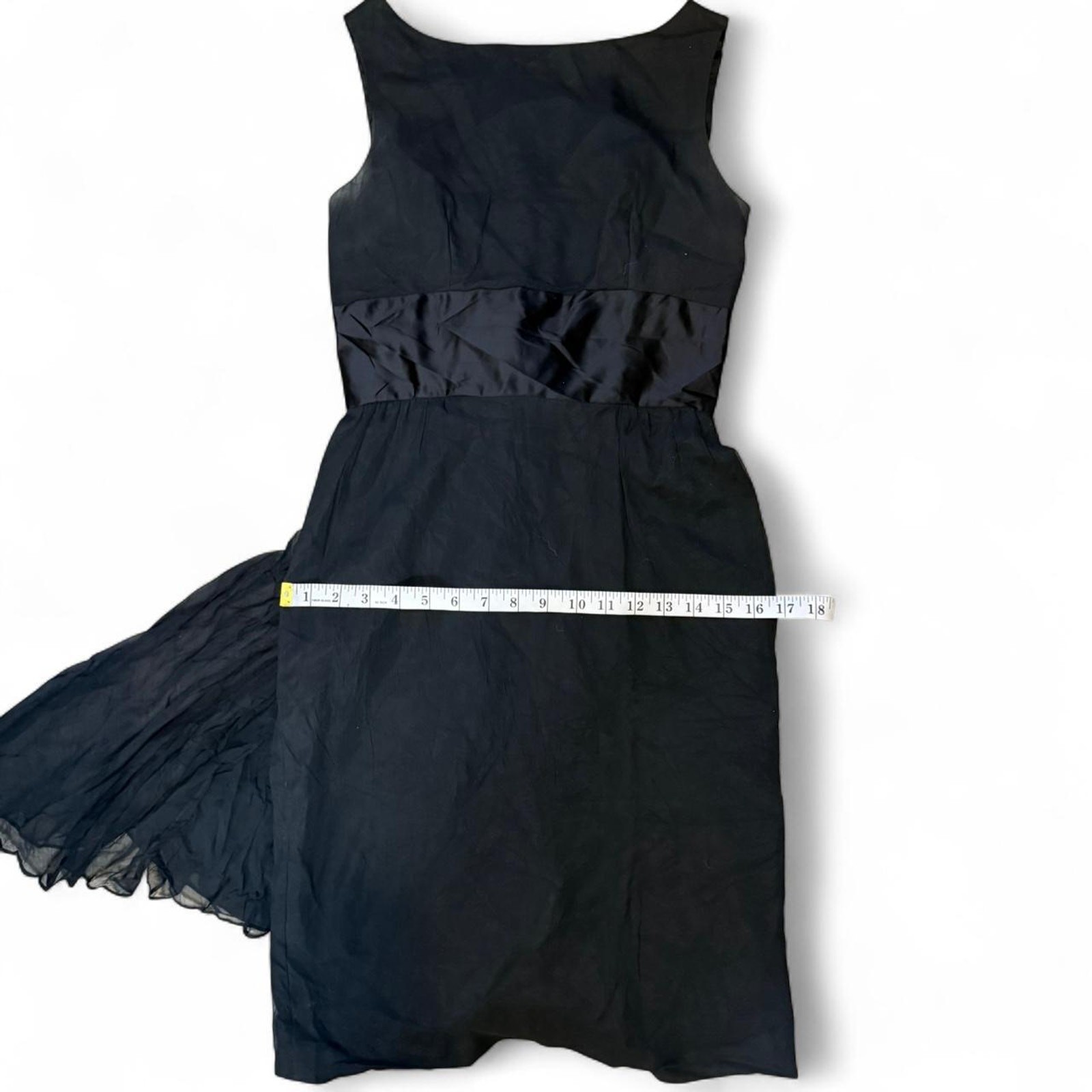 Classic elegant vintage sleeveless black dress w/ satin waistband women size 11