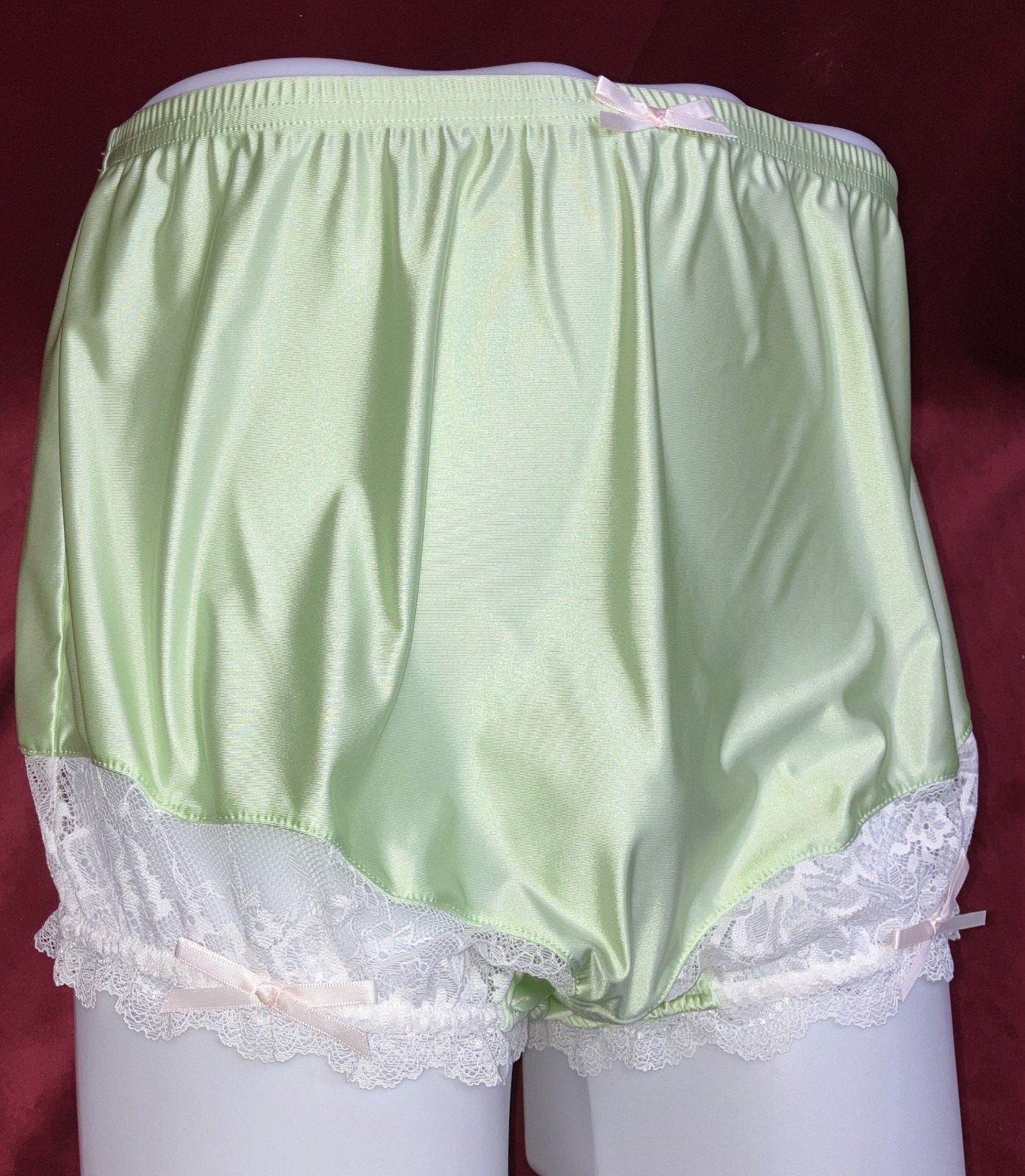 L Mushroom Gusset Granny Panty Silky Nylon Satin Brief Sissy Vintage styl