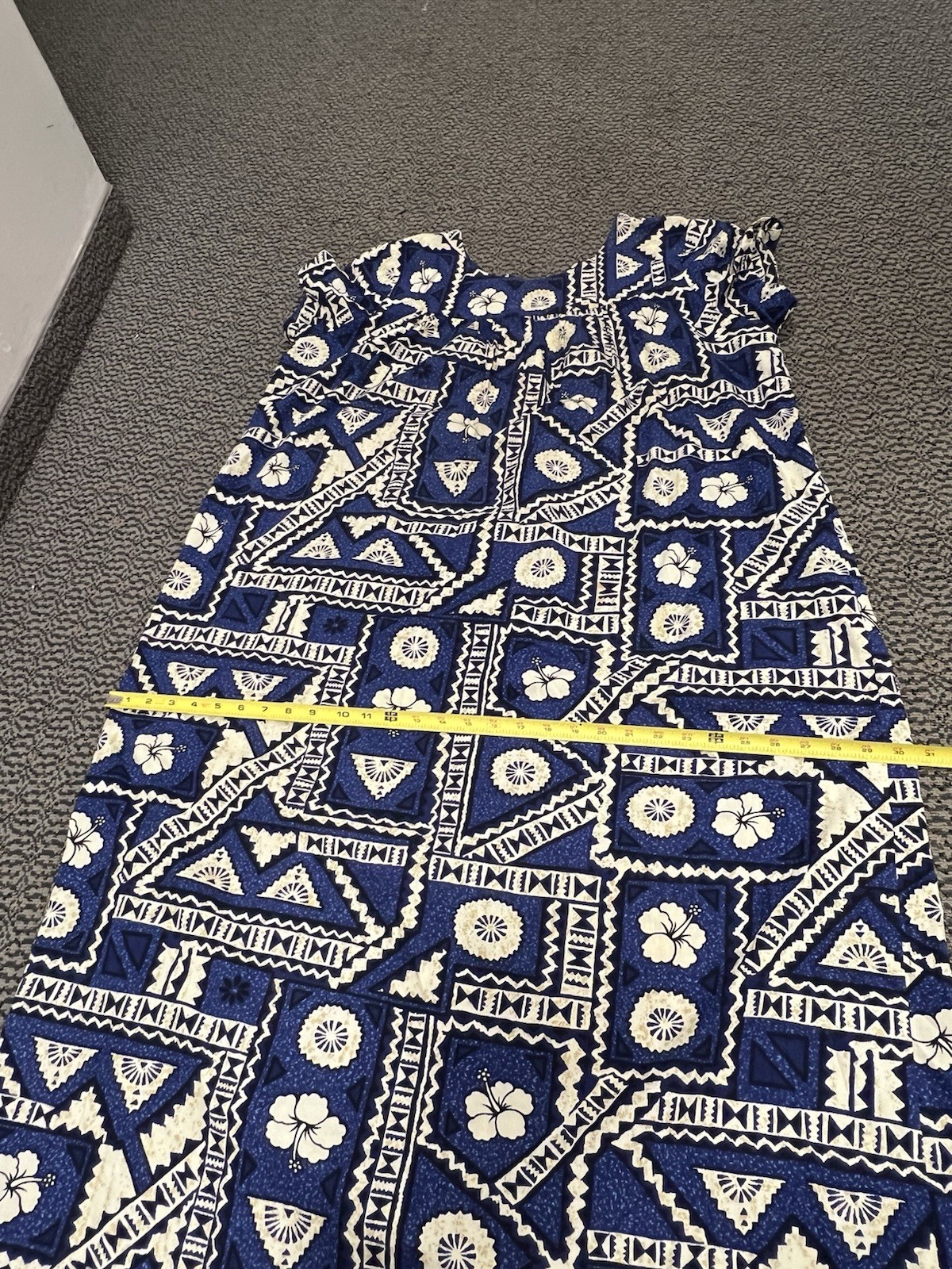 vintage ui-maikai dress hawaiian mumu XL blue Rn 26300 100% Cotton