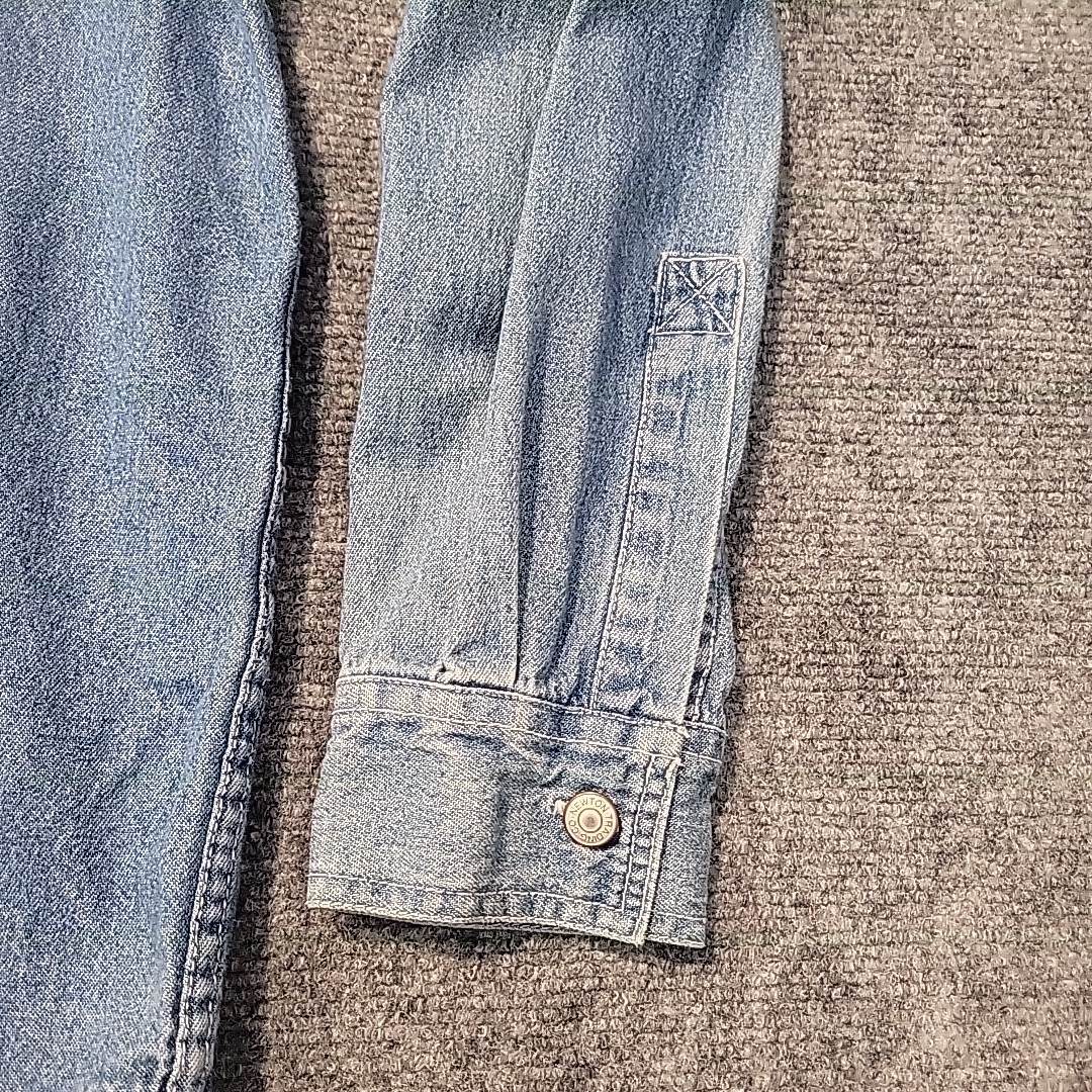 Vintage Denim Shirt L Hong Kong Button Up 100% Cotton Newton Trading Co
