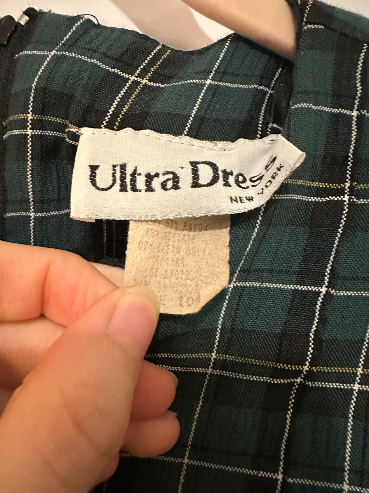 Vintage 80s Ultra Dress NY Womens 6P Plaid Faux Jacket Sheath Pencil Dres