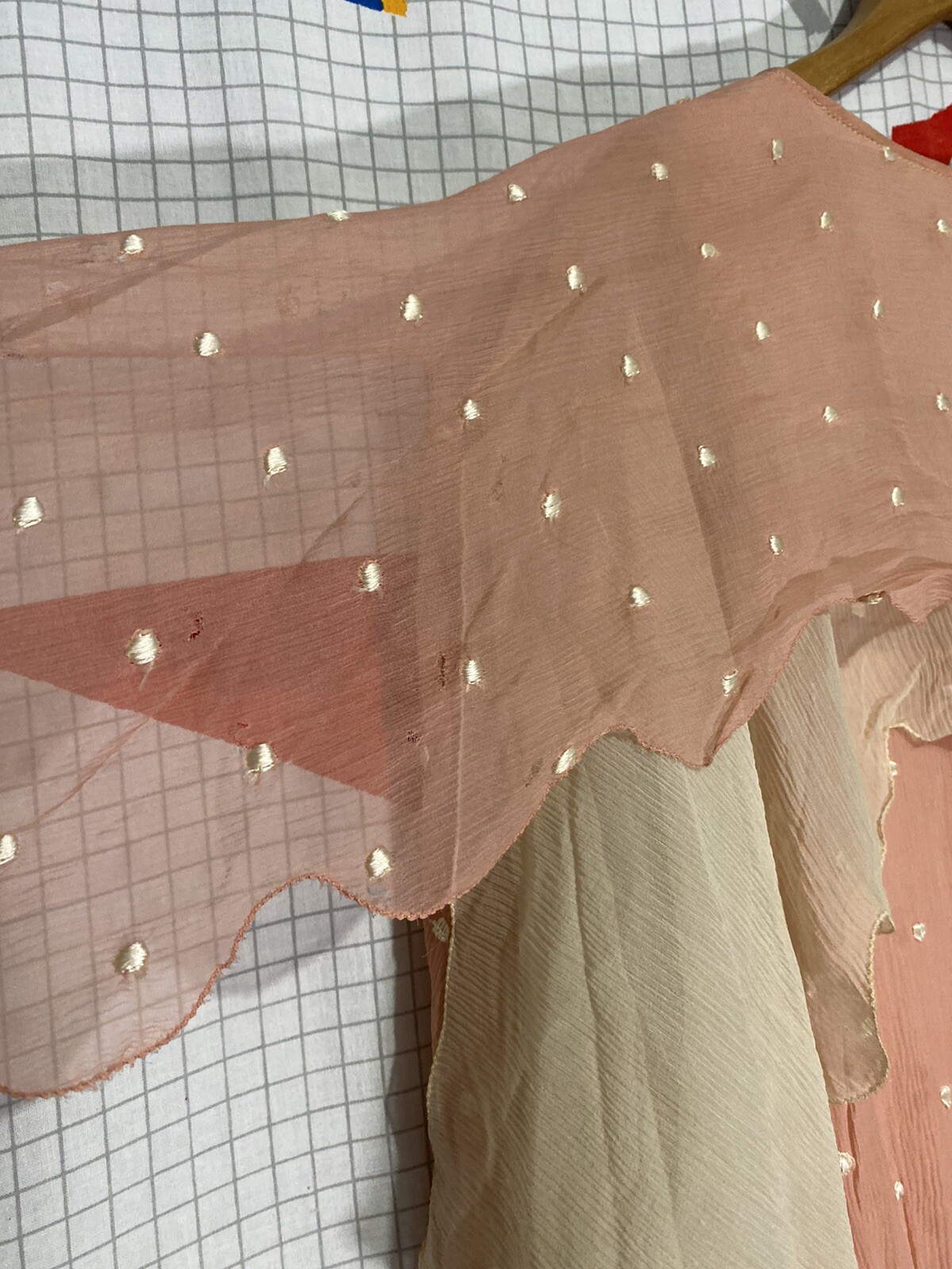 Vintage 20s Silk Flapper Dress Art Deco Drop Waist Asymmetrical Polka Dot Crepe