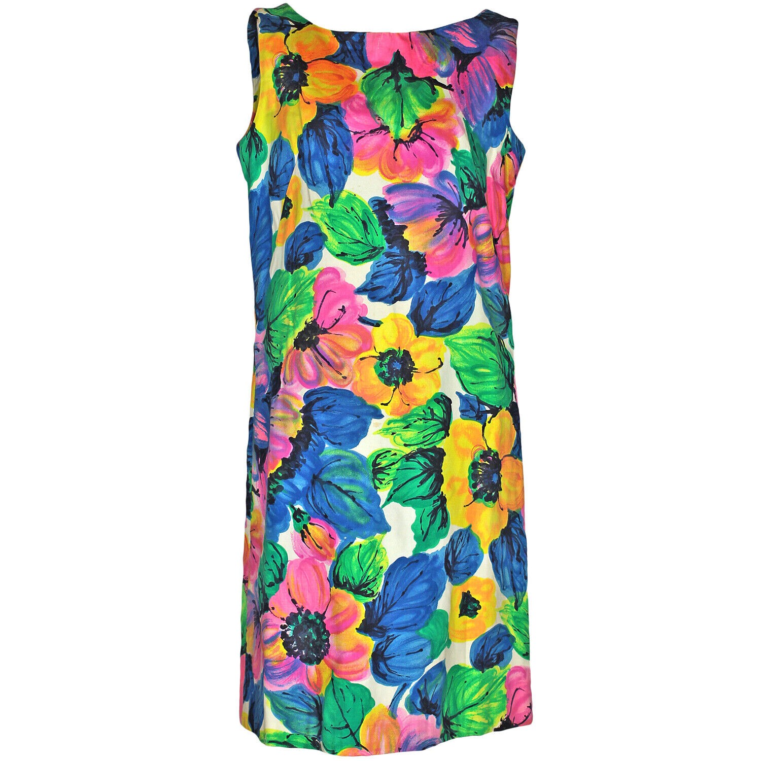 1960s Vintage Dress Sleeveless Shift Mod Floral Pop Art Spring Summer Haymaker 6