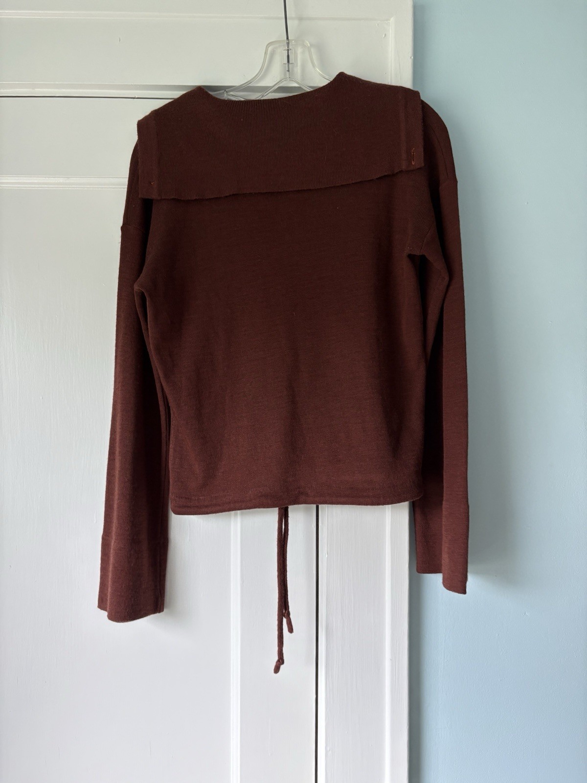 Vintage 70s Clovis Ruffin Ruffinknit Wool Sailor Collar Sweater Rust Orange 12