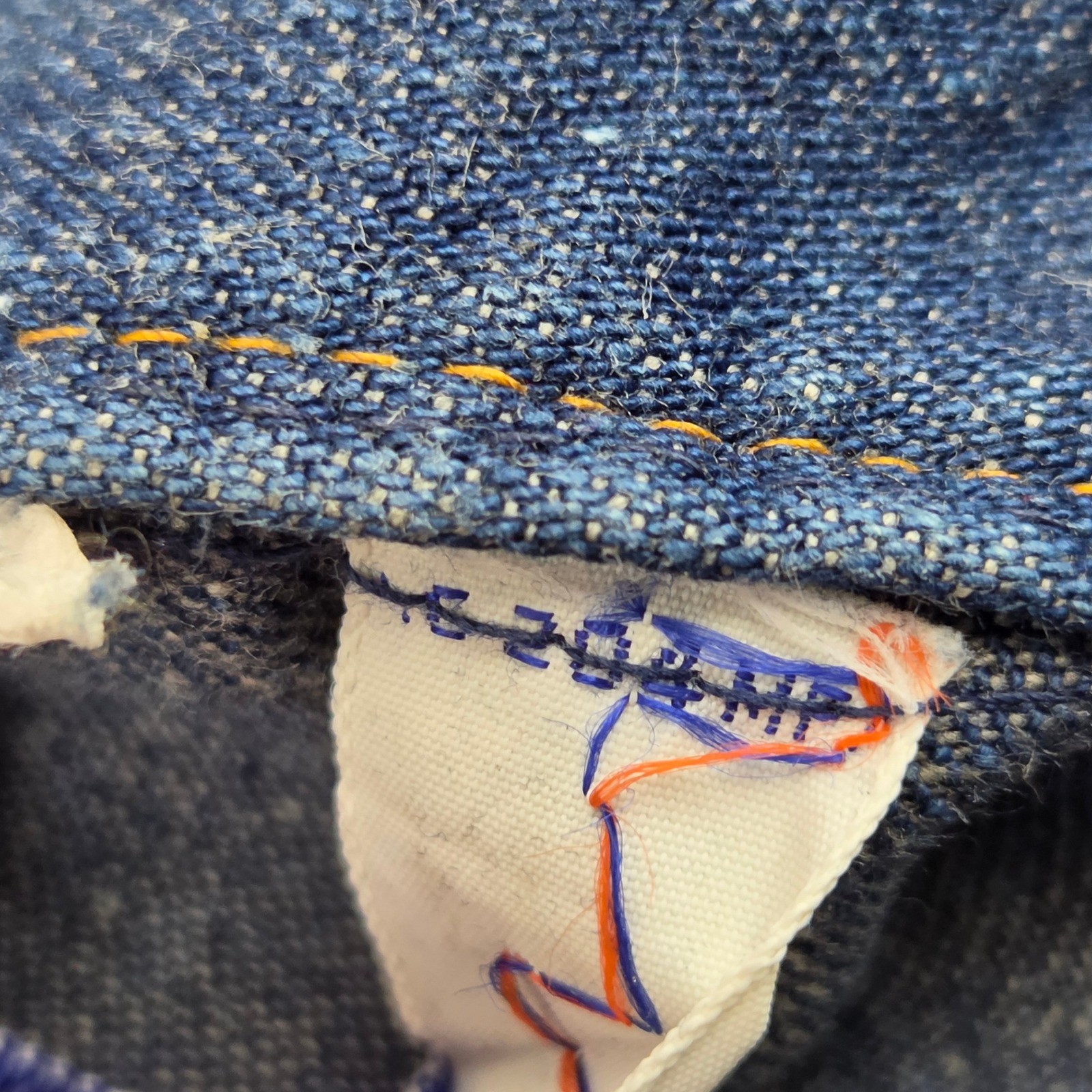 Vintage 70s Levis Denim Chore Shirt Jacket Womens M Blue Orange Tab Western USA