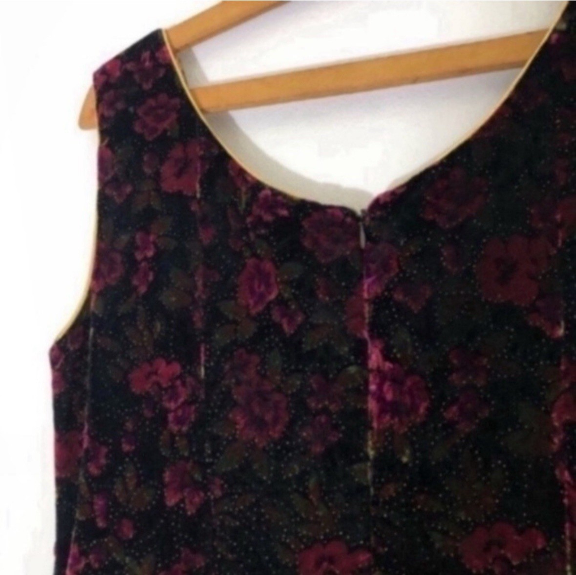 Vintage Lisa Michaels Petite glitter and velvet dark floral dress size 10