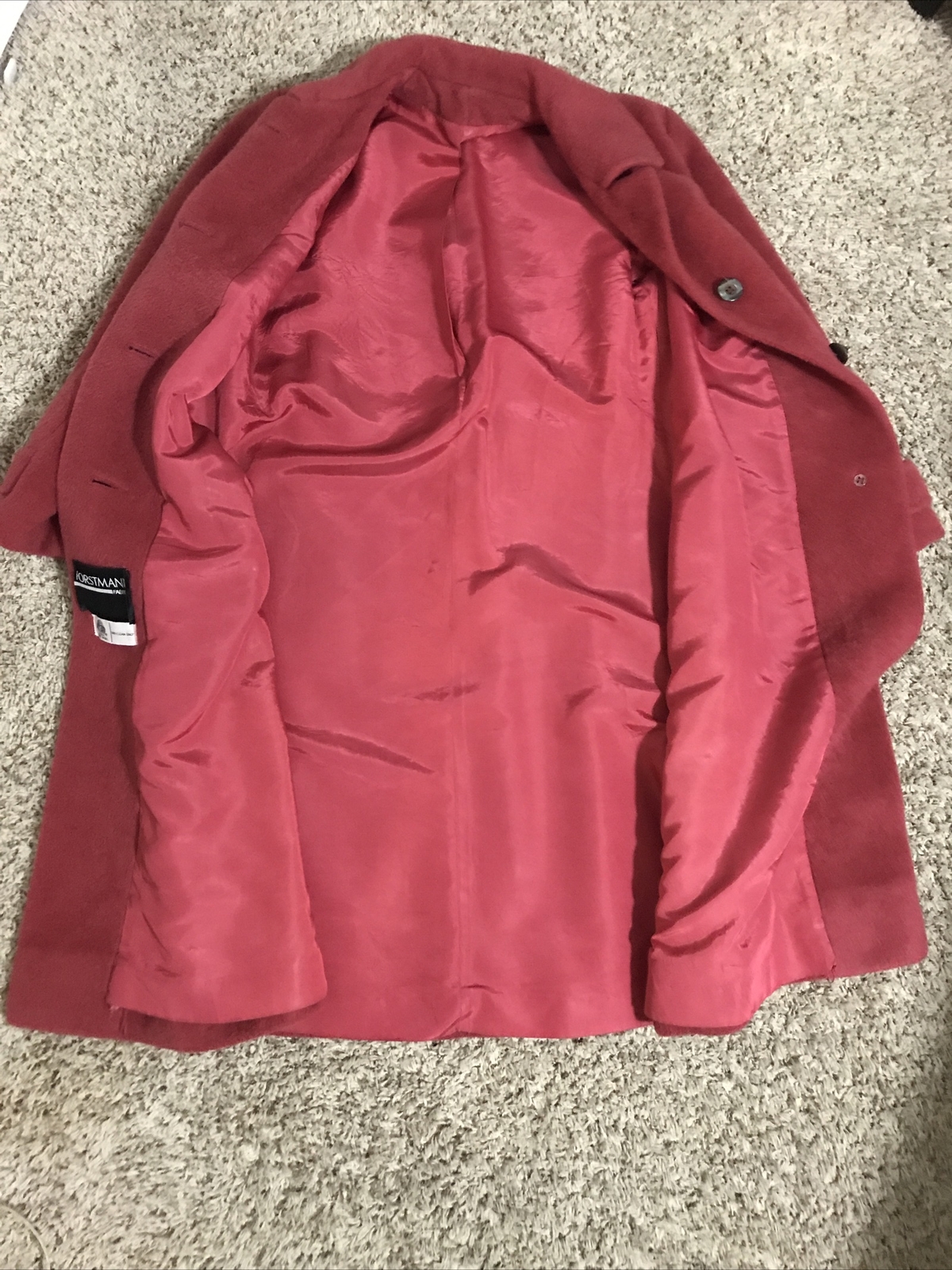 Forstmann Fabrics Vintage Cranberry Red 100% Wool Classic Fitted Coat Size S/M