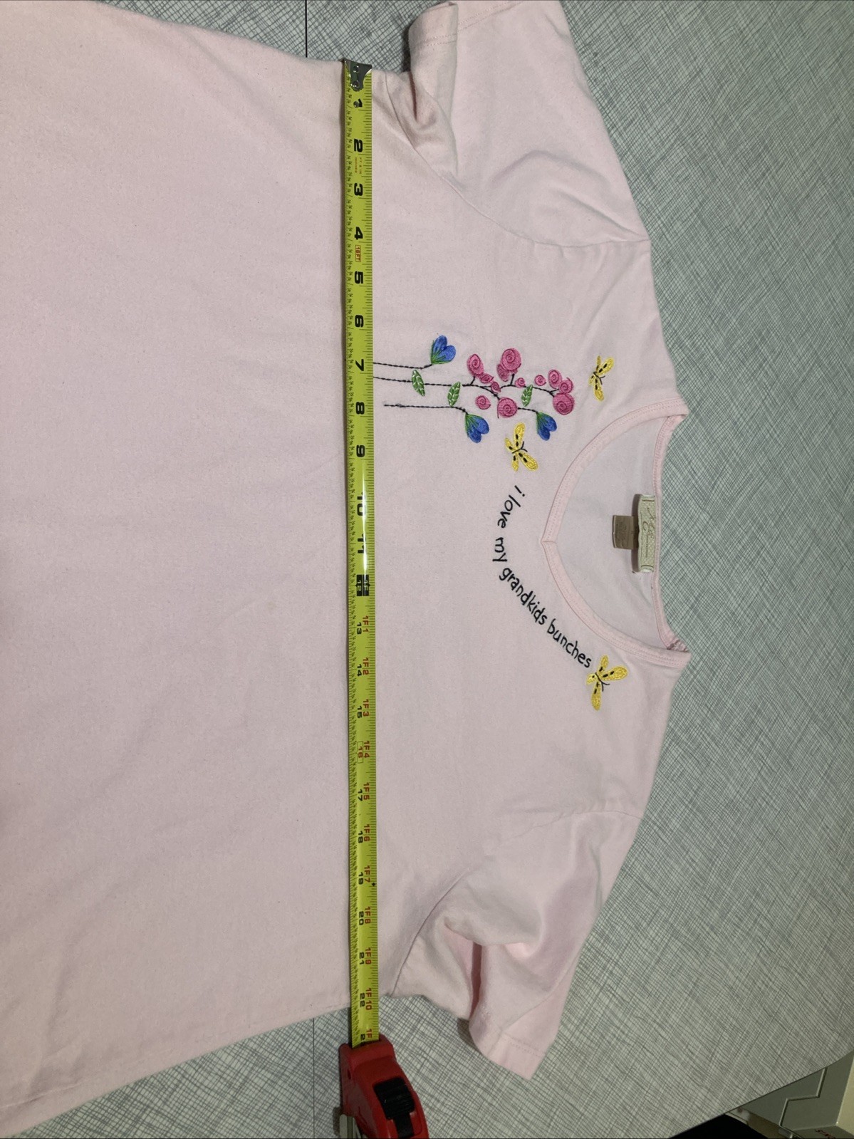 Vtg 90s Y2K M&C Sportswear Grandmacore Embroidered Pink V-Neck T-Shirt XL Cotton
